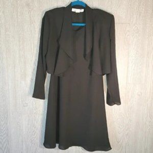 Vintage (🇺🇸made) Lavende Black A-Line Dress with Sheer Jacket- 10P and 12P